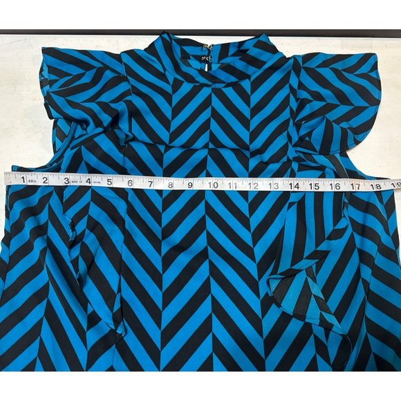 Worthington Chevron Ruffled Blouse Short-Sleeved 100% Polyester Women's Size M - Picture 9 of 14